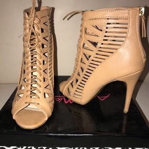 Tan heels with cutouts